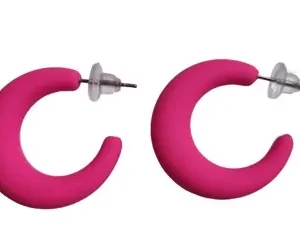 Øreringe – Klassiske creoler (små), hot pink