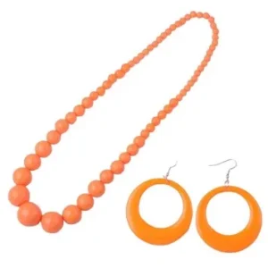 Halskæde med plastperler; Miss Stina – orange