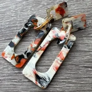 Øreringe – klassiske vintage øreringe, orange/creme