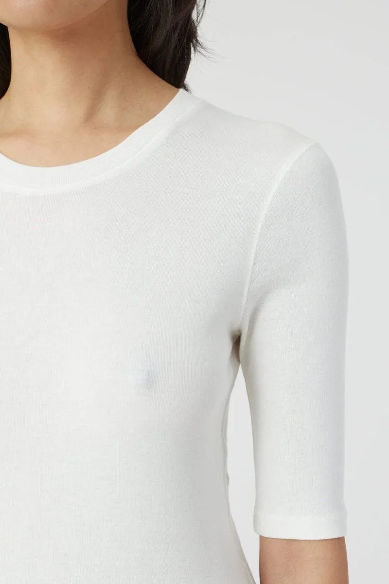 Closed Crewneck Shortsleeve Cotton and Modal T-shirt Ivory - Billede 4