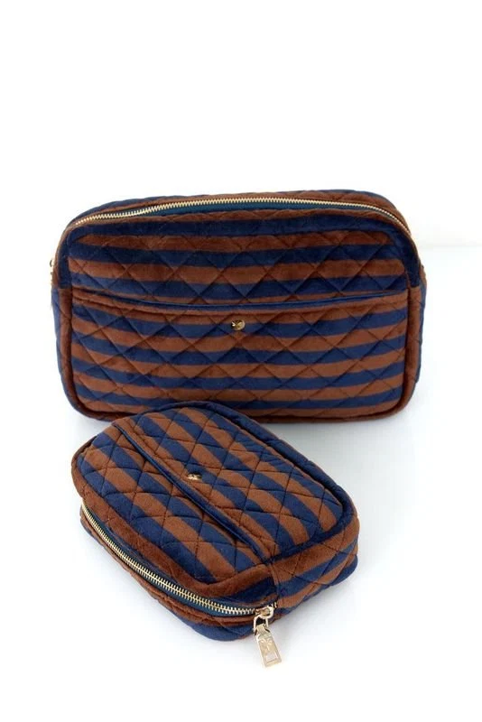 Fan Palm Beauty Bag Large Hazel Nut Velvet