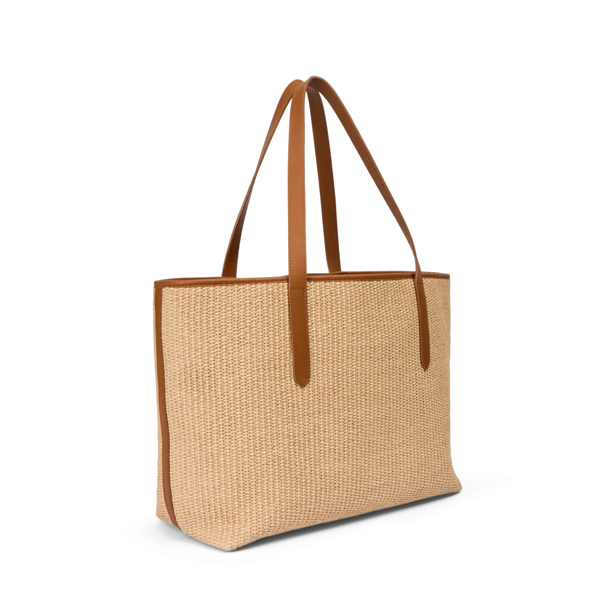 Infinito Karin tote natural raffia x cognac leather - Billede 3