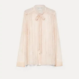forte forte chantilly lace bow-tie shirt
