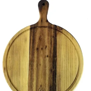 Skærebræt - Teak - Rundt med håndtag - Dia: 45 cm